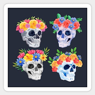 Dia de muertos watercolor skull collection Magnet